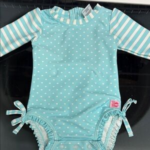 RuffleButts Long Sleeved One Piece Rash Guard Swimsuit